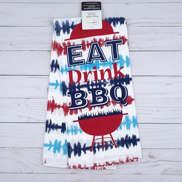Other - Flour Sack Kitchen Towel Eat Drink BBQ Tie Dye